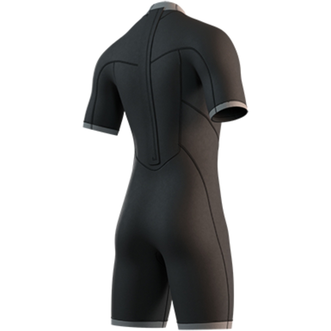 2026 Mystic Heren Brand 3/2mm Rug Ritssluiting Flatlock Shorty Wetsuit 35000.250035 - Black